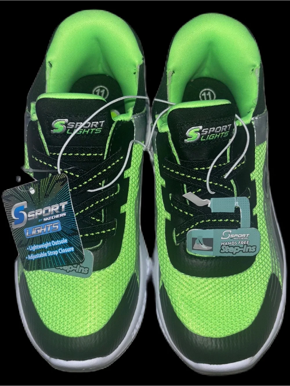 Sport Lights by Skechers Kids Step-ins Sneakers Bright Green & Black Size 11